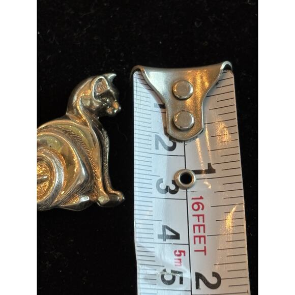 BEAU 925 Sterling Silver Vintage Modernist Cat Pin Brooch MCM - Picture 3 of 6